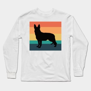 German Shepherd Dog Silhouette Vintage Sunset Long Sleeve T-Shirt